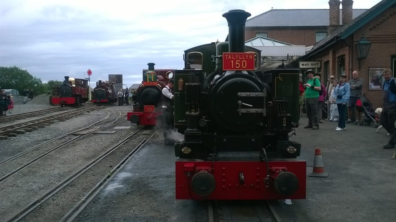 Tom Rolt, Talyllyn, Prince and Russell at Tywyn Wharf on the Talyllyn Railway