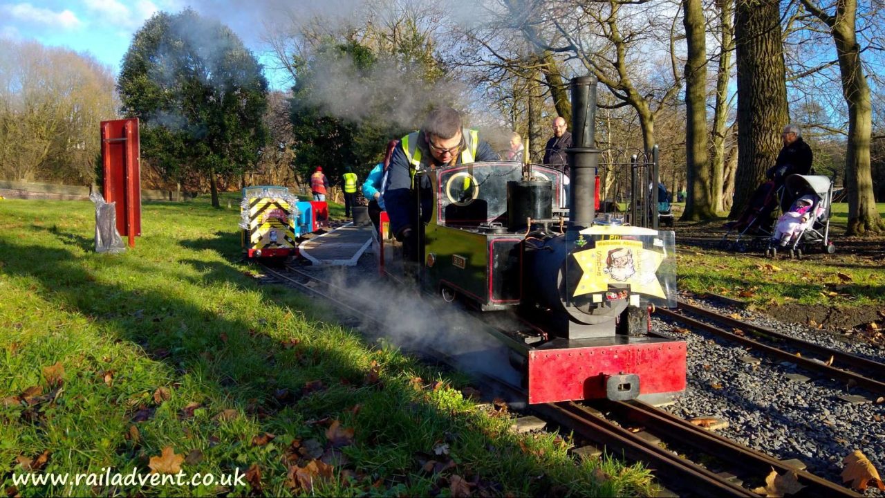 Sarah takes out a Santa Special on the Thompson Park Railway