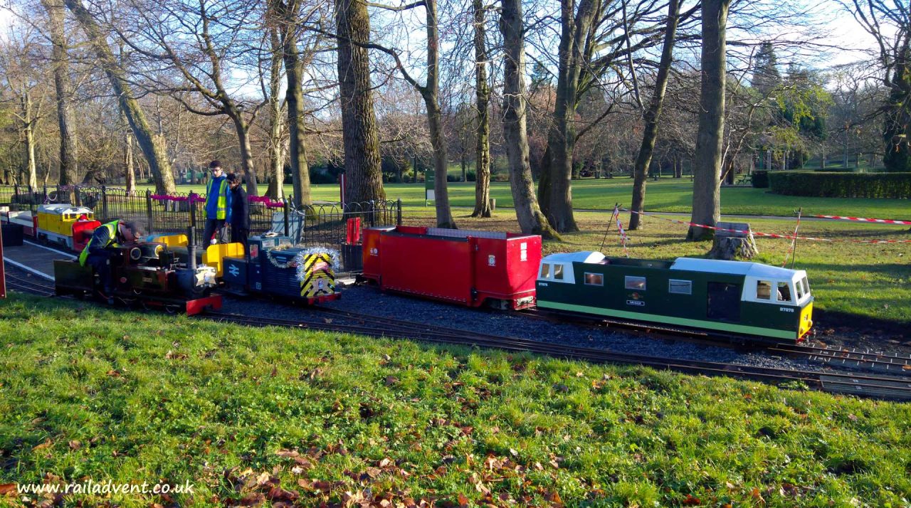 Sarah, Titan and Park Ranger on the Thompson Park Railway