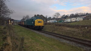 40145 and 31466 pass Townsend Fold on the East Lancashire Railway