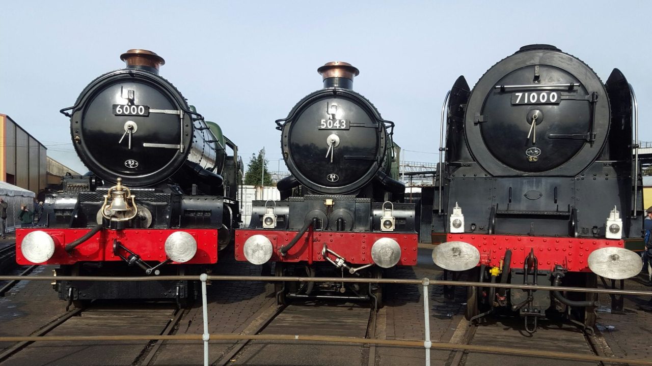 6000 "King George V", 5043 "Earl of Mount Edgcumbe" and 71000 "Duke of Gloucester" @ Tyseley - 25-10-15 // Credit: Jamie Duggan