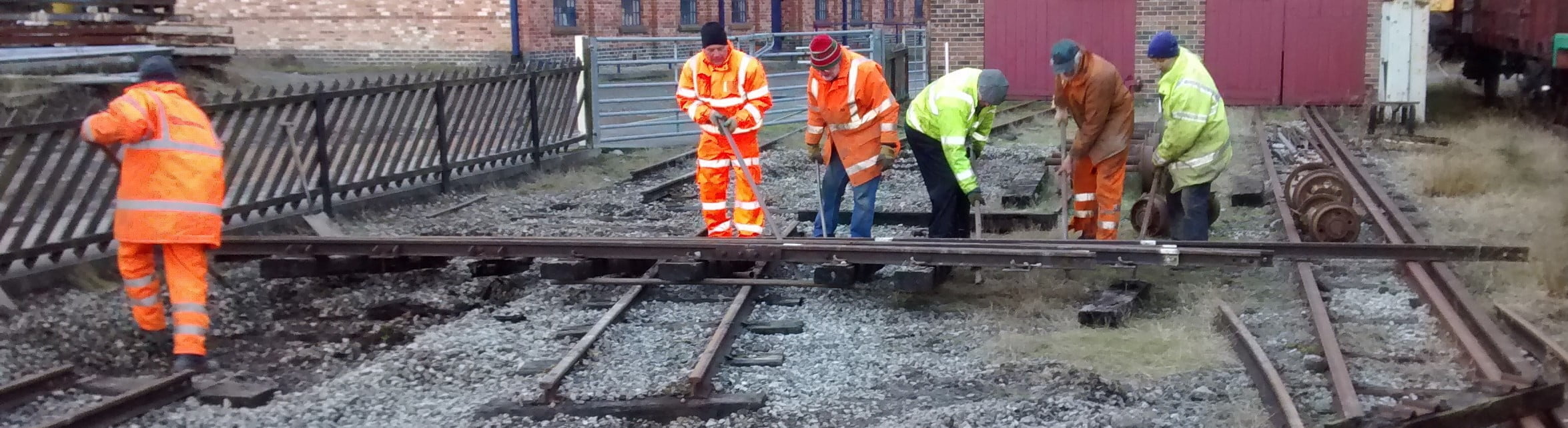 Track work at the Golden Valley Light Railway