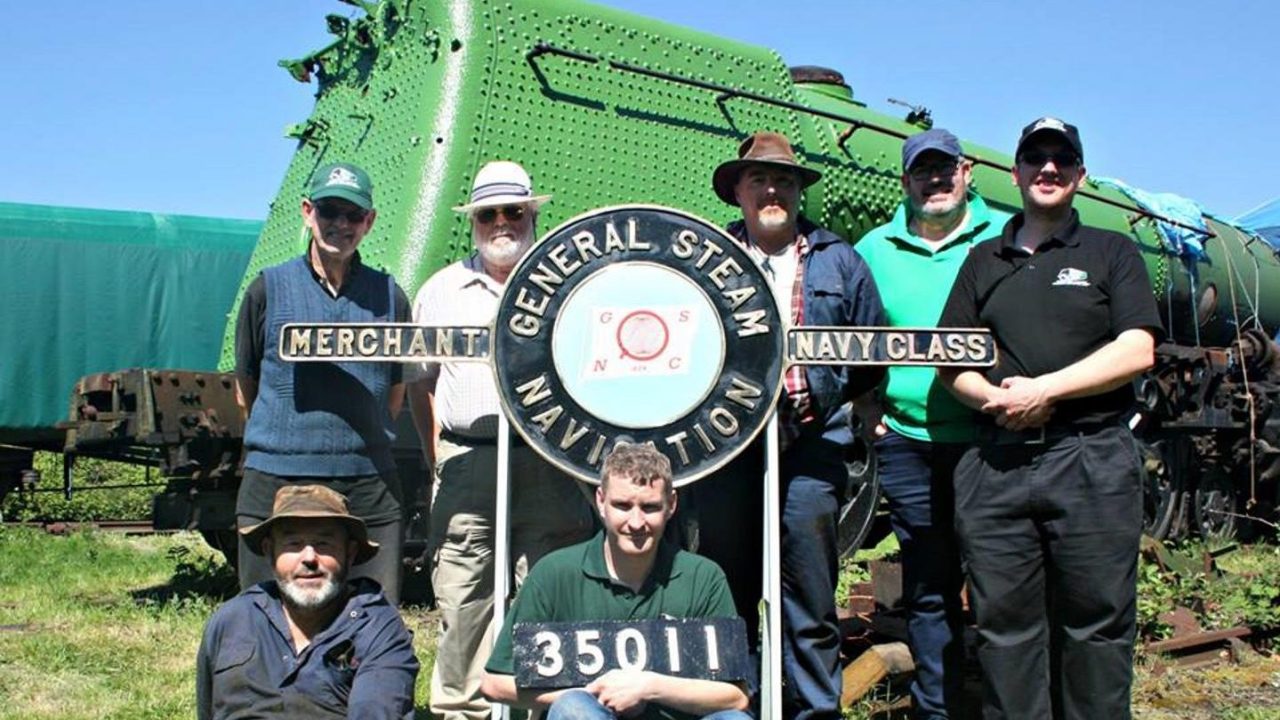 Newly-Cast Nameplate Displayed next to 35011 // Credit Simon Brooks Castle