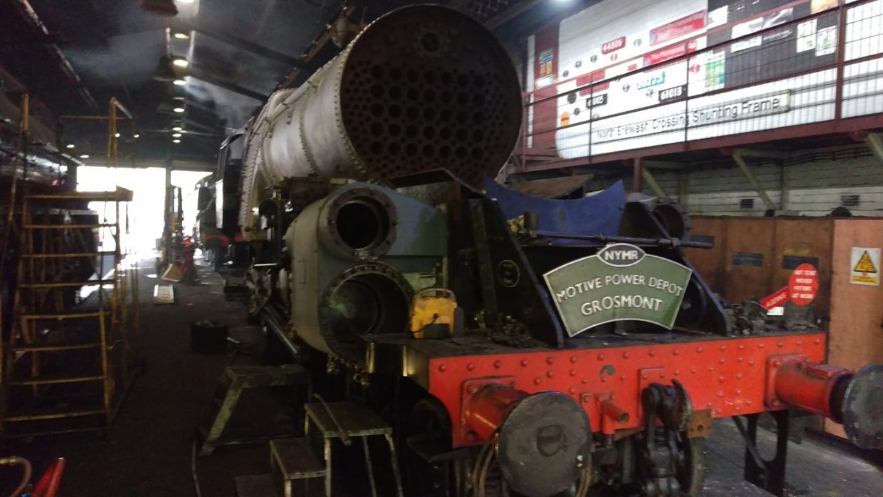 steam locomotive 92134 at Grosmont MPD on the North Yorkshire Moors Railway