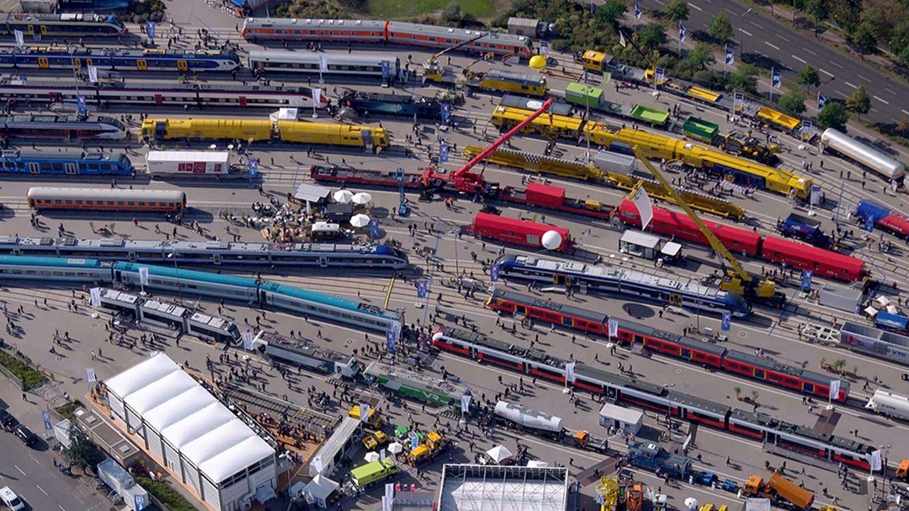 Aerial view of a previous Innotrans exhibition.