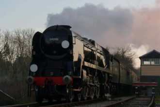 Saturday treat for people in Sheffield as steam locomotive 34046 Braunton set to pass through