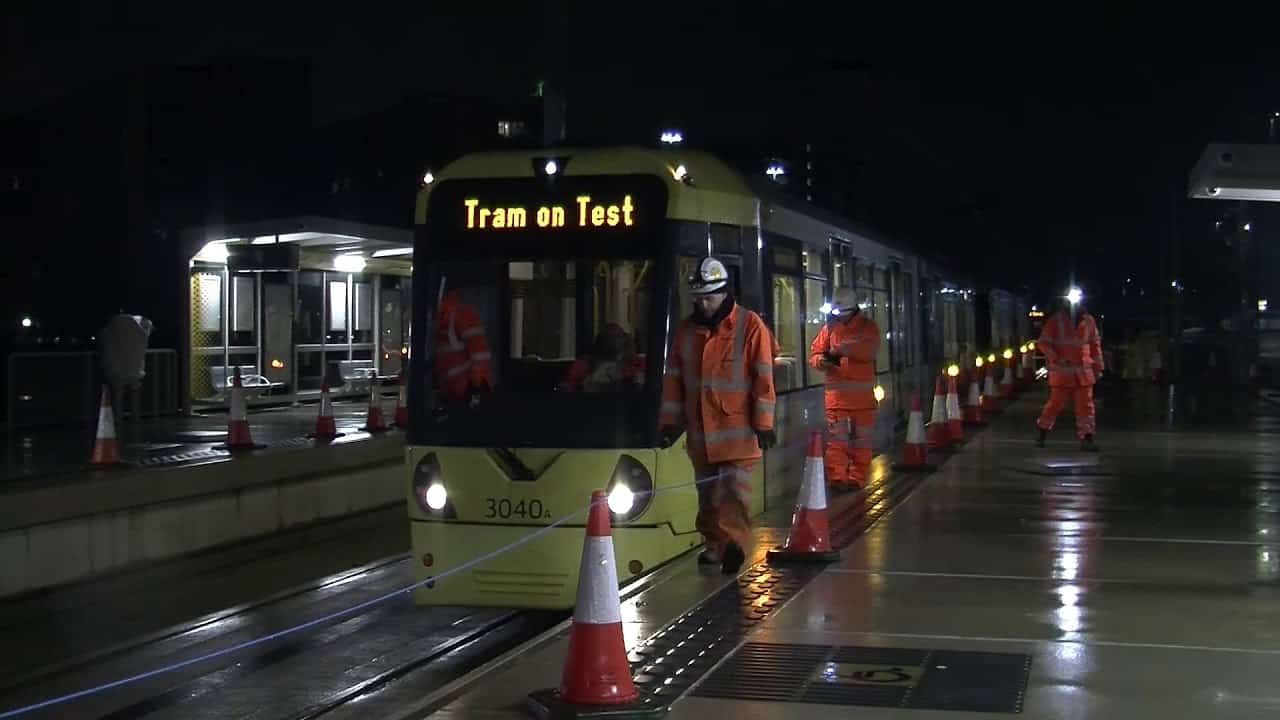 Test tram on the metrolink