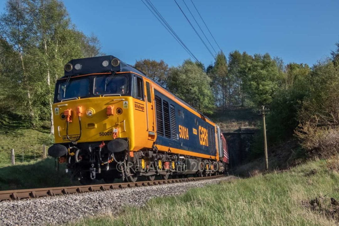 50007 at Mytholmes on the Keighley and Worth Valley Railway