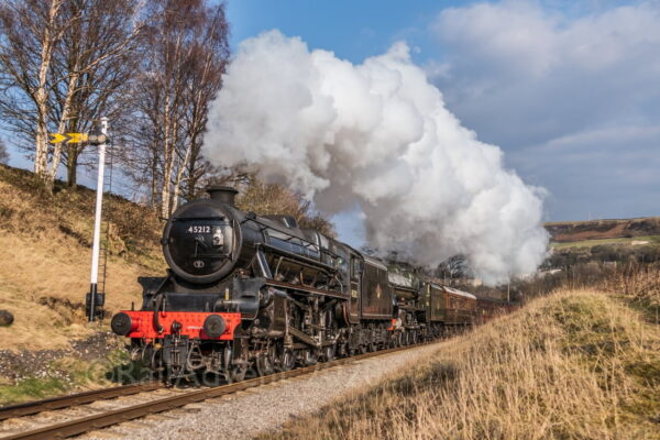 LMS Black 5 45212 and LMS Jubilee 45596 'Bahamas' near Oakworth - Keighley & Worth Valley Railway