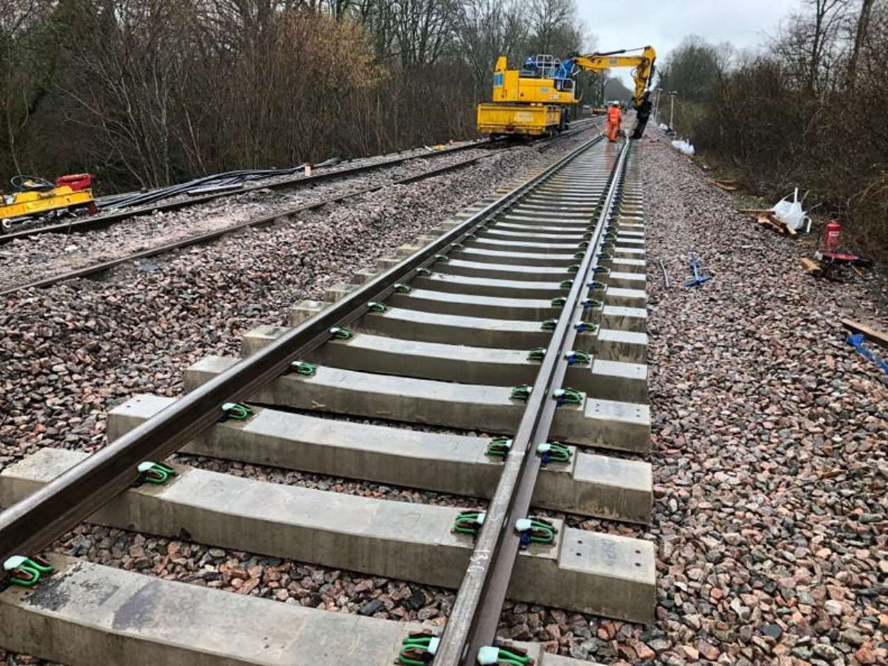 Track laying at edenbridge following a landslip