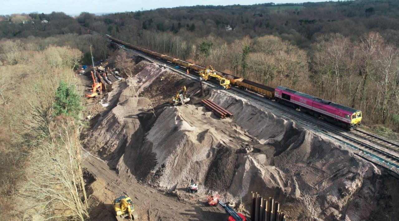 East Grinstead railway line landslip