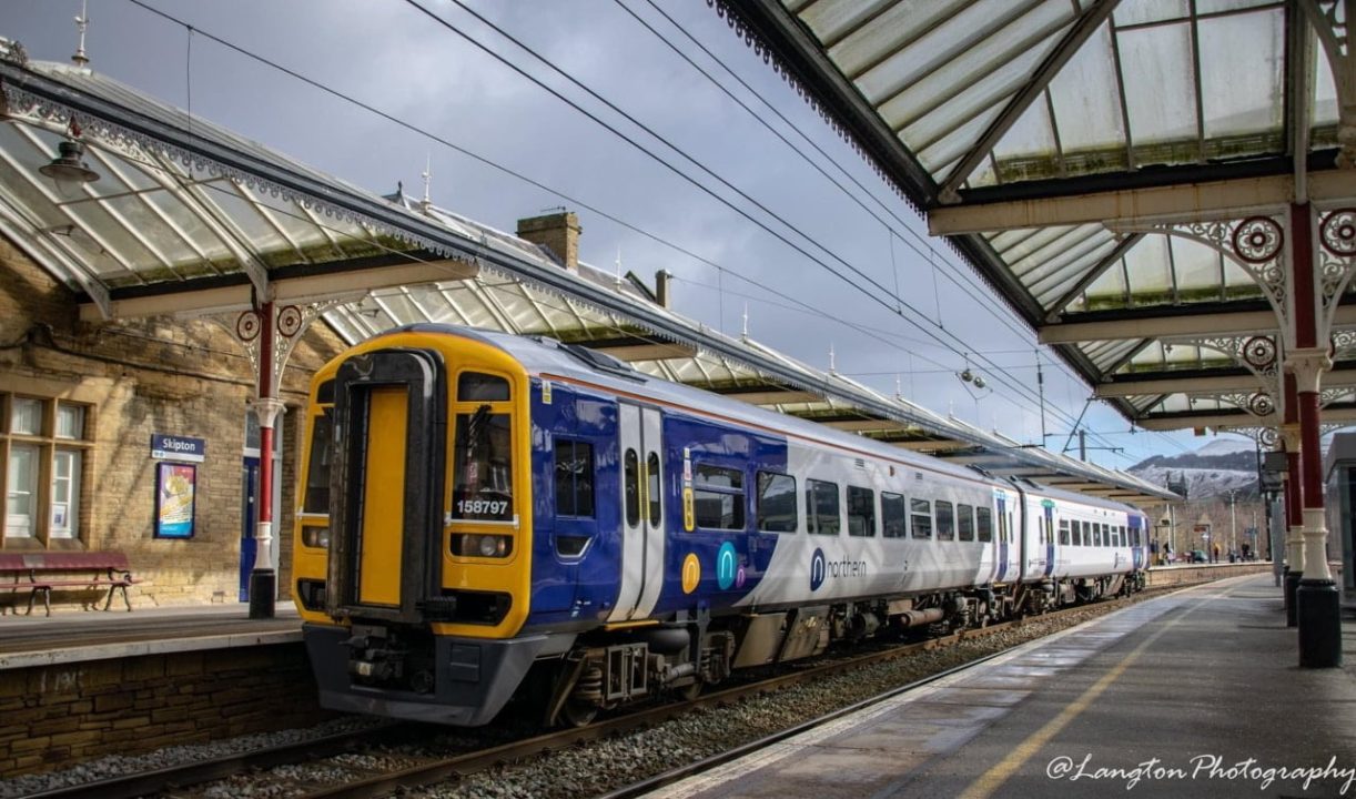 Northern 158 at Skipton, where trains could run from Colne