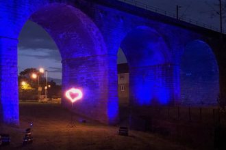 Scottish Viaduct lit up blue to support NHS workers