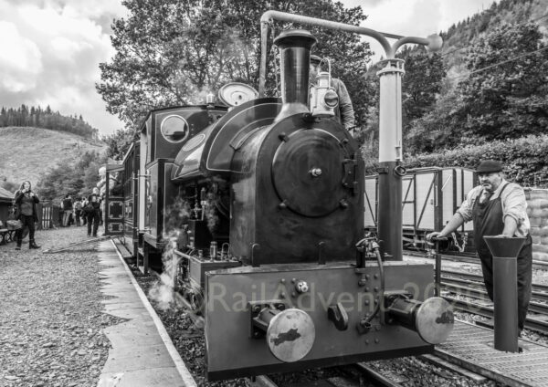 No. 7 takes on water at Maespoeth Junction - Corris Railway