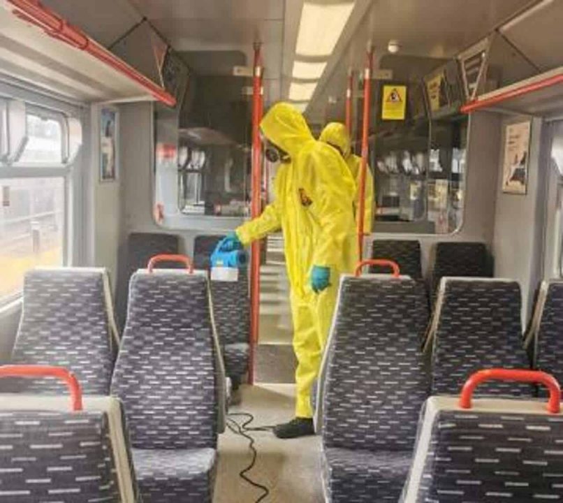 Fogging gun used to clean Greater Anglia trains