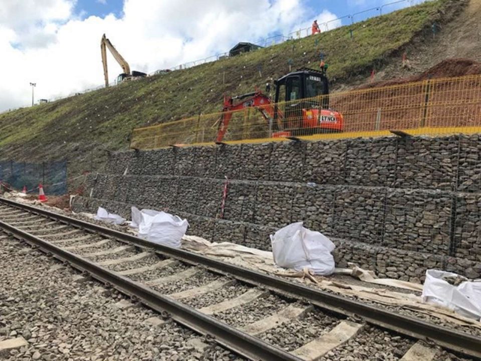 Templecombe gabion wall