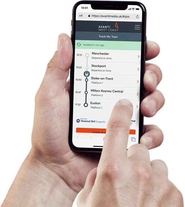 Avanti West Coast Track my Train app