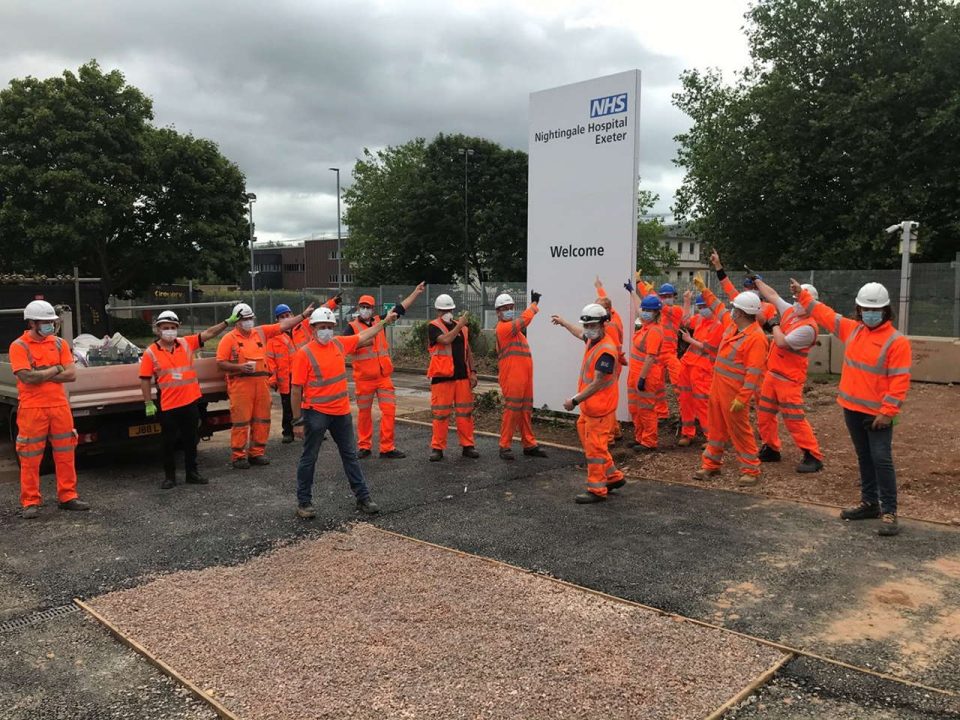 Rail workers getting the Nightingale Exeter ready