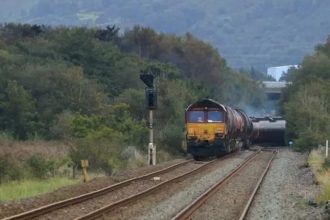 Llanelli Train Fire: Helicopter footage released