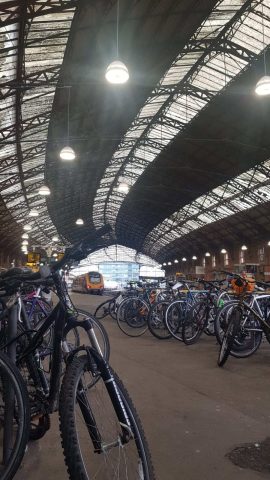 The bike racks on the platform at Bristol Temple Meads