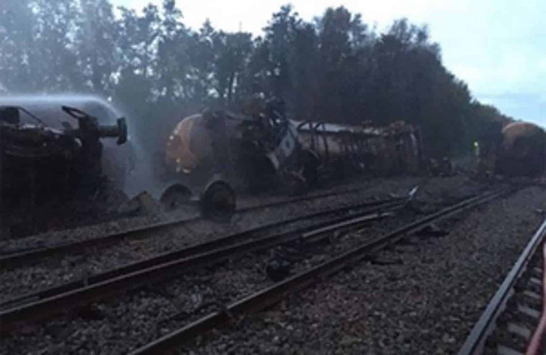 Derailed tank wagons at Llangennech