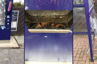 Vandalism at Hyde North railway station, reward offered