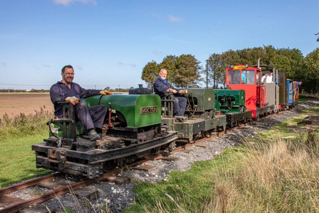 Centenarian Nocton leads the parade past Old South Loop, beside Skegness Airfield, then 8622, the “Skeg Simplex”, Sark, Wilton, Major J A Robins RE, Paul, T3.