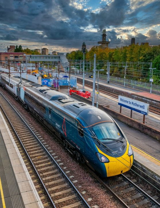 Avanti West Coast Pendolino train at Motherwell