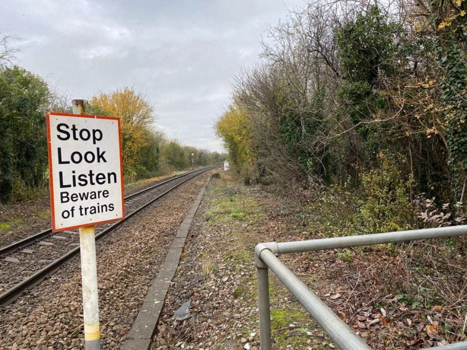 Princes Risborough railway level crossing near miss with Jogger