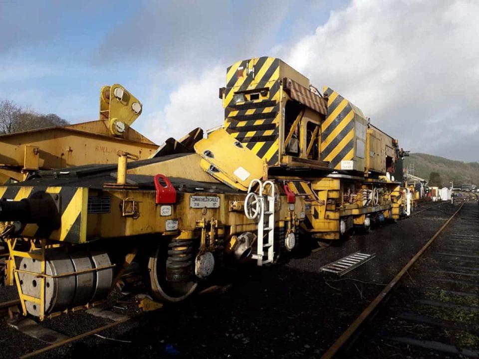 Ex-BR breakdown crane arrives at the Gwili Steam Railway