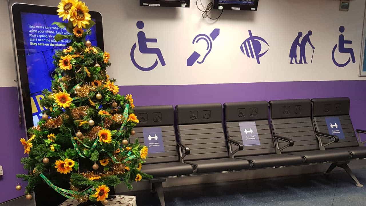 Euston station's 'sunflower' Christmas tree