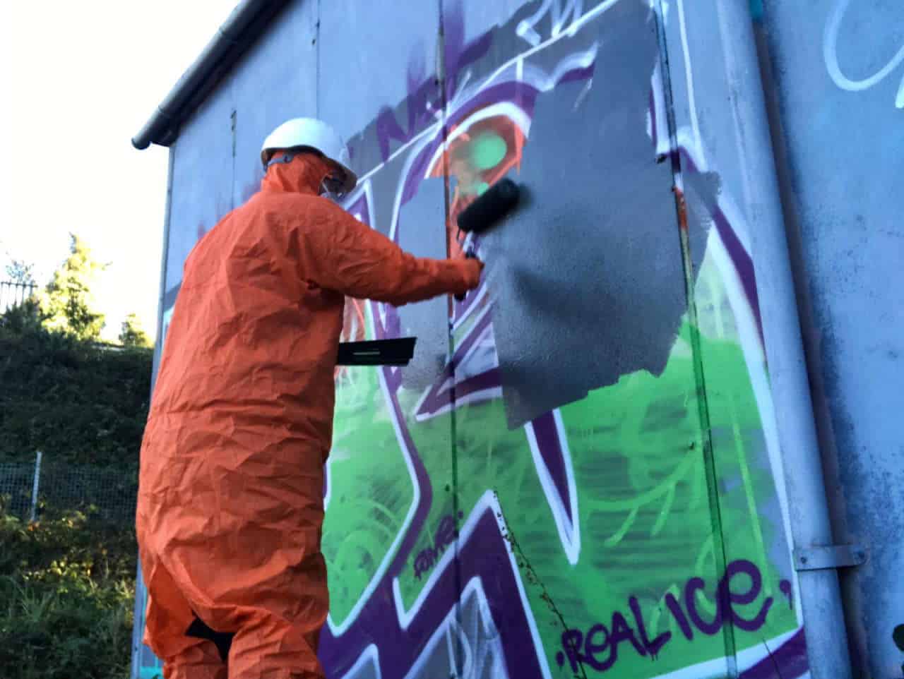 Network Rail cleaning graffiti