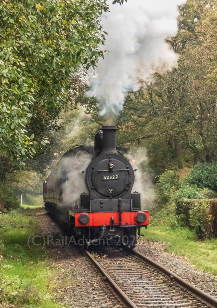 52322 arrives at the Summerseat on the East Lancashire Railway