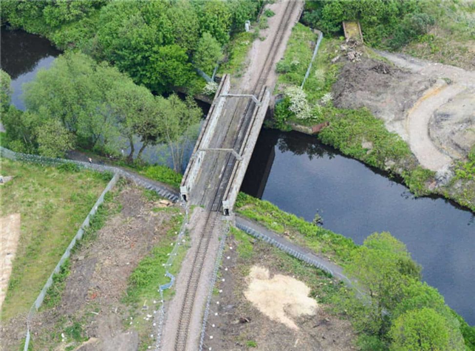 Aerial view of Halfpenny railway bridge sheffield