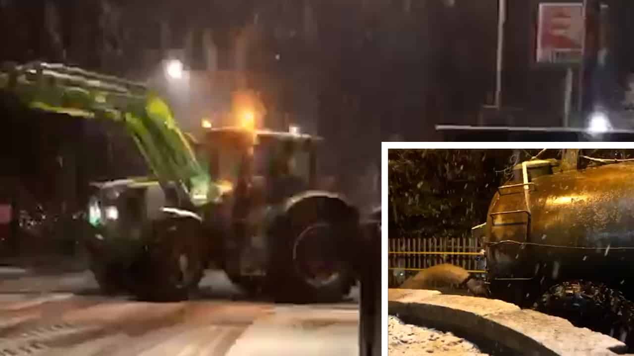 Tractor dumping at Hartford station