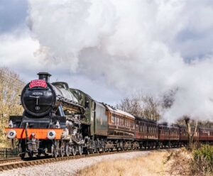 45596 Bahamas steam locomotive on the Keighley and Worth Valley Railway