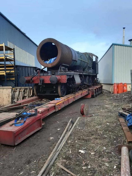 GWR 3814 arriving at Northern Steam Engineering Limited