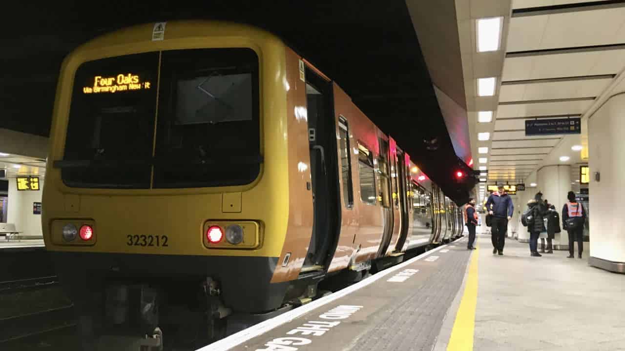 Cross City line train in Birmingham New Street