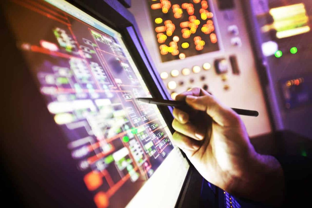 Oil refinery control room screen