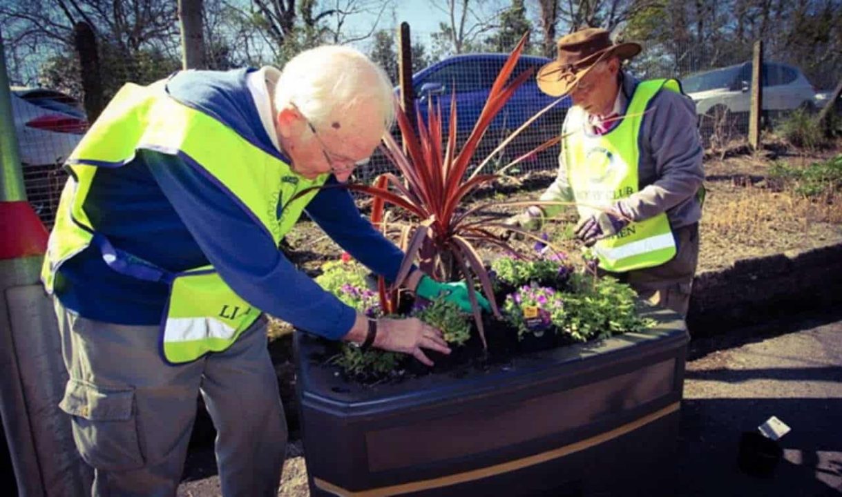 planting plants at a station