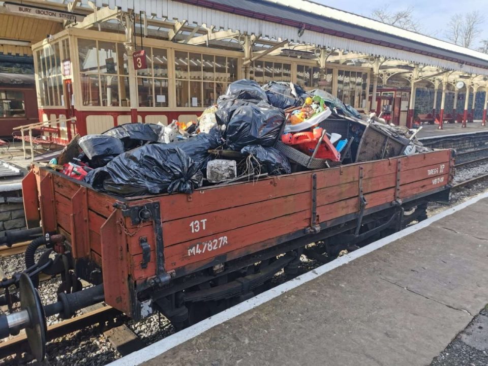 Litter train on the East Lancashire Railway