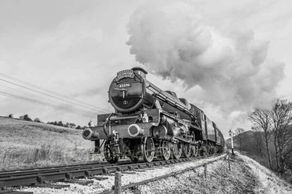 45596 Bahamas heads away from Damems Junction, Keighley and Worth Valley Railway