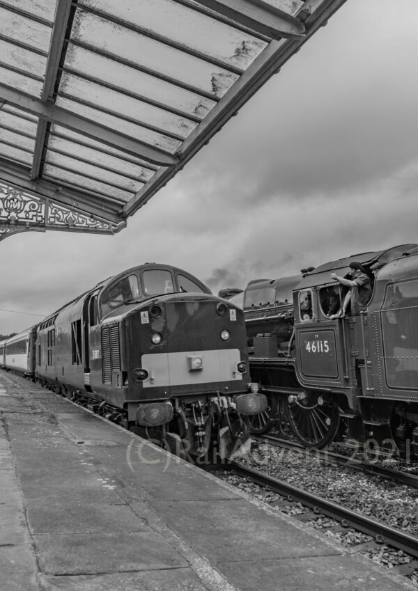 BR Class 37 37521 passes through Hellifield - Staycation Express