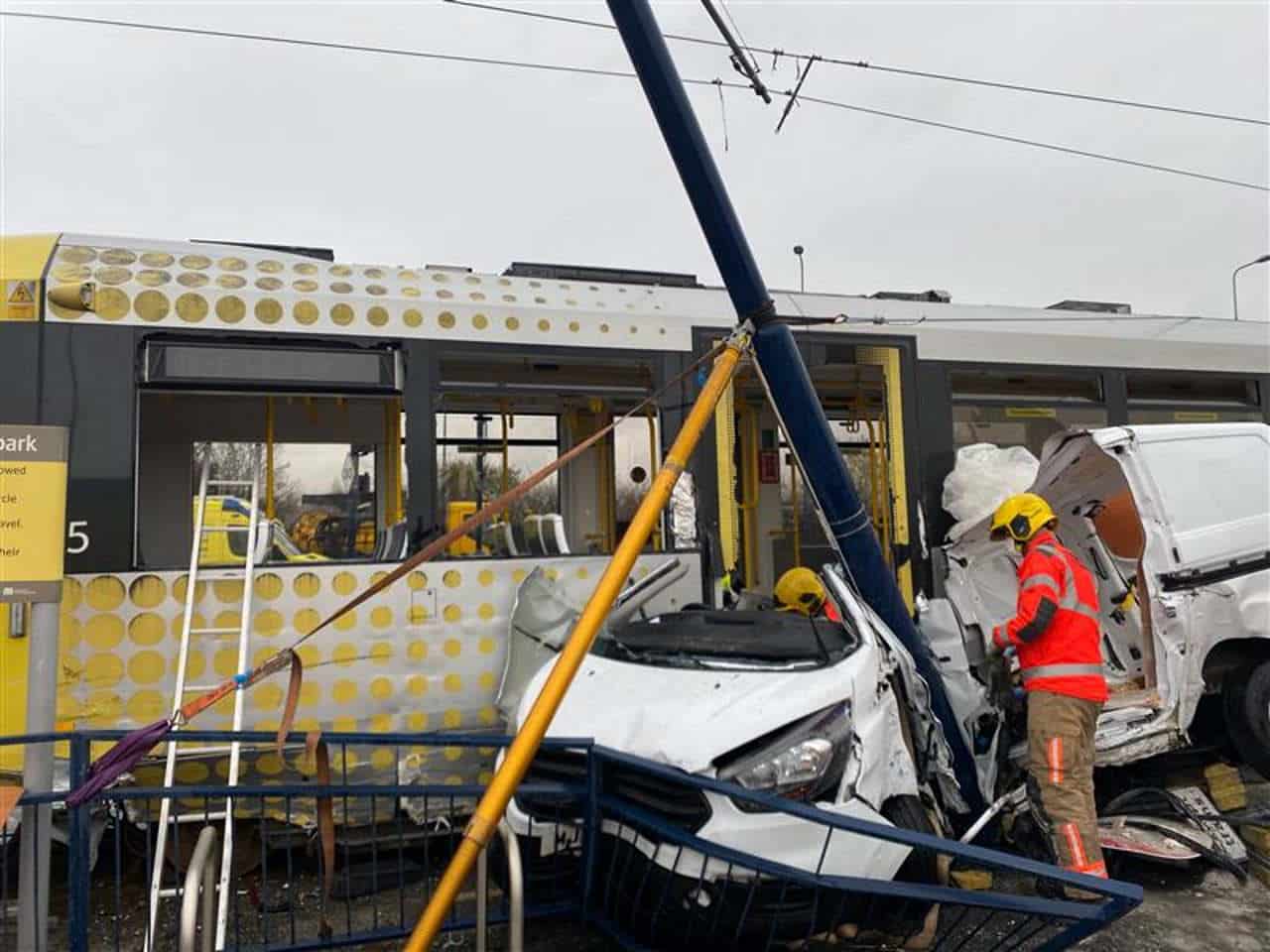 Tram and van collision in Manchester