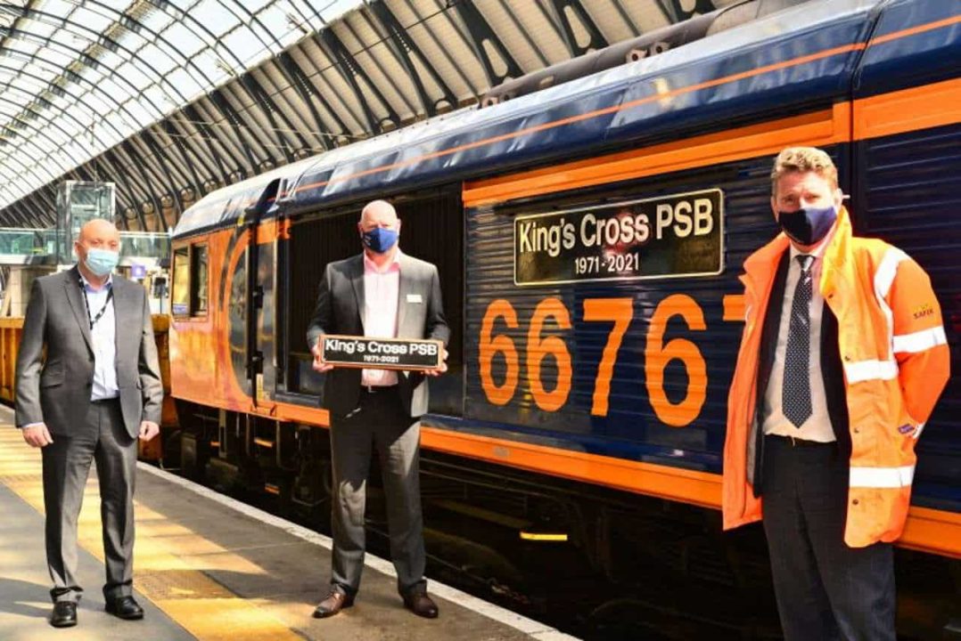 L-R: Gary Ruff, Infrastructure Maintenance Engineer for Network Rail, Paul Rutter, Route Director for Network Rail’s East Coast Route, John Smith, GBRf Managing Director