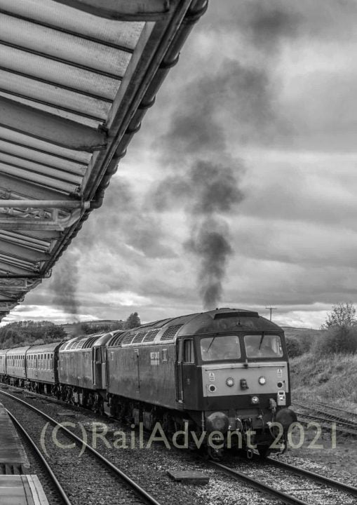 WCRC Class 47 47832 and 47813 depart Hellifield