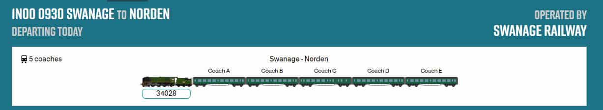 Swanage Railway on Real Time Trains