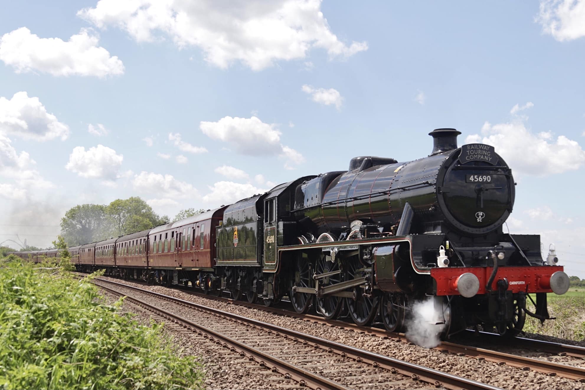 Leander on the mainline hauling a railtour to Scarborough