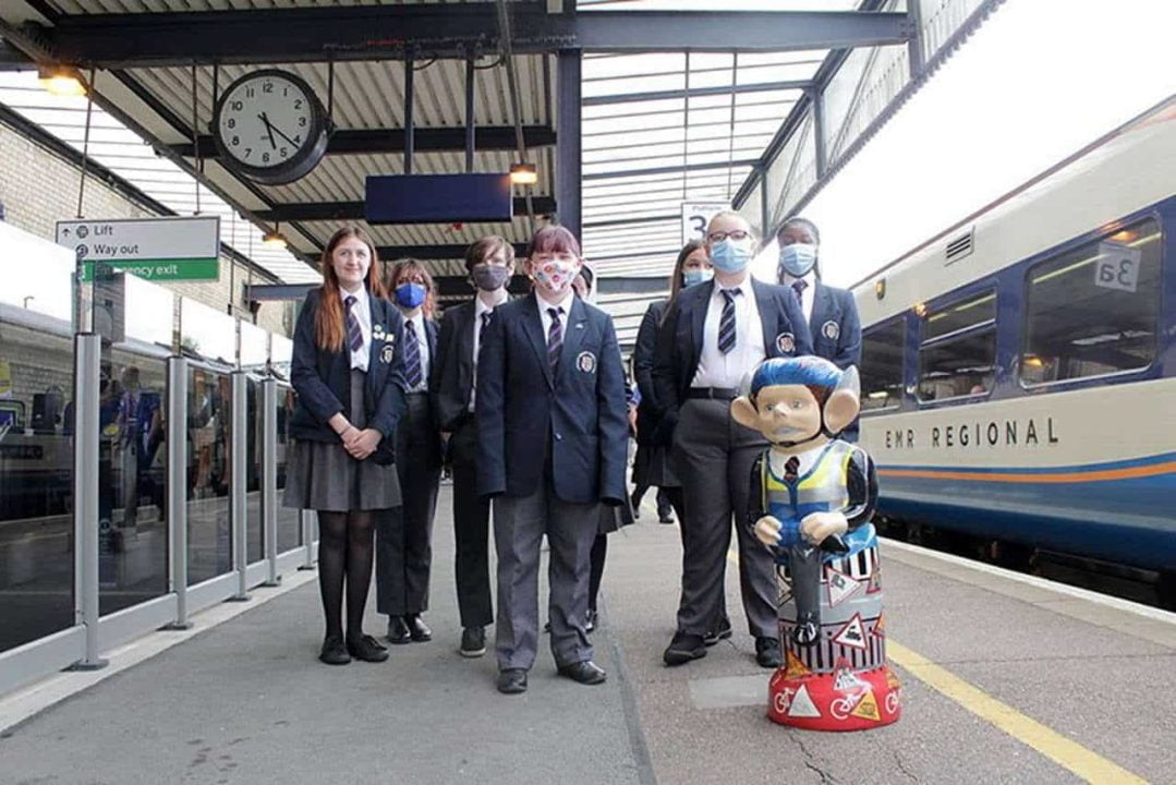 group of kids at the train station