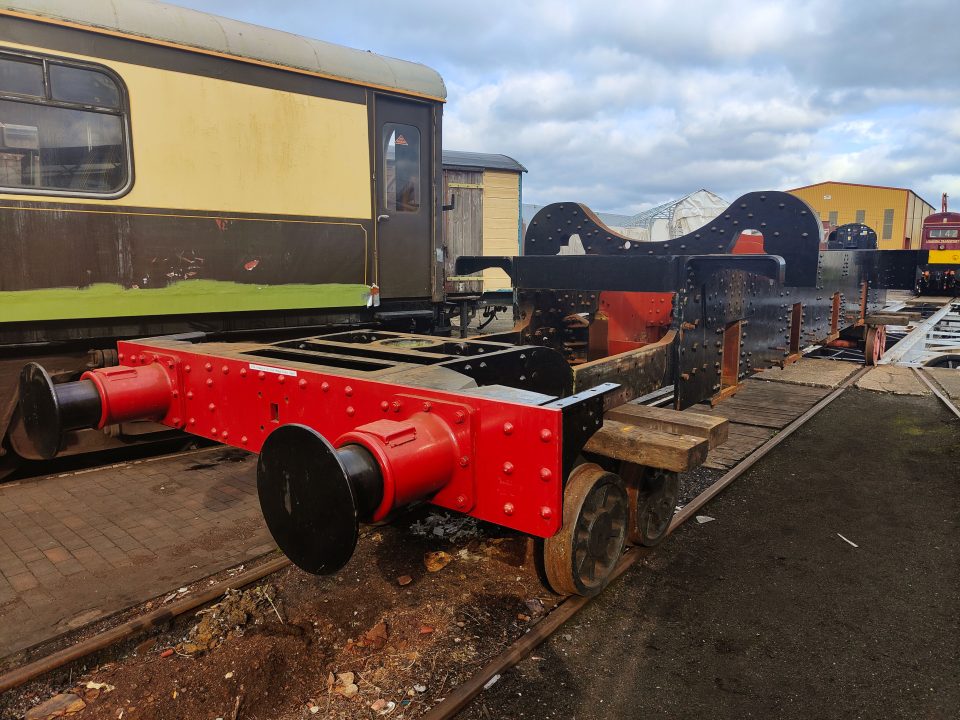 4709’s chassis on an accommodation bogie, having been delivered to Tyseley